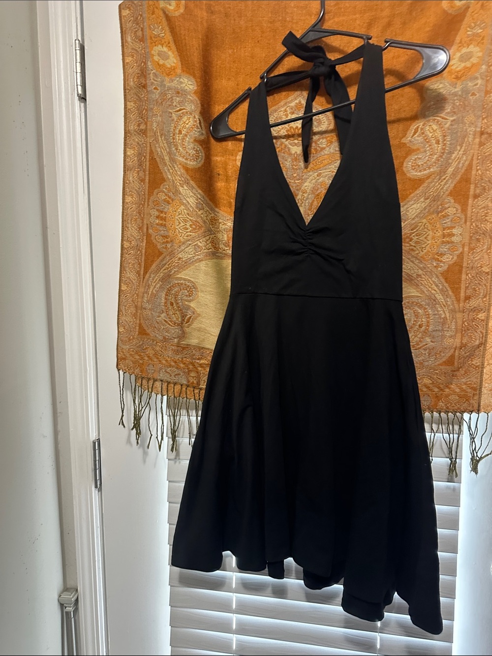 Sourpuss Black Halter V-Neck Skater Dress